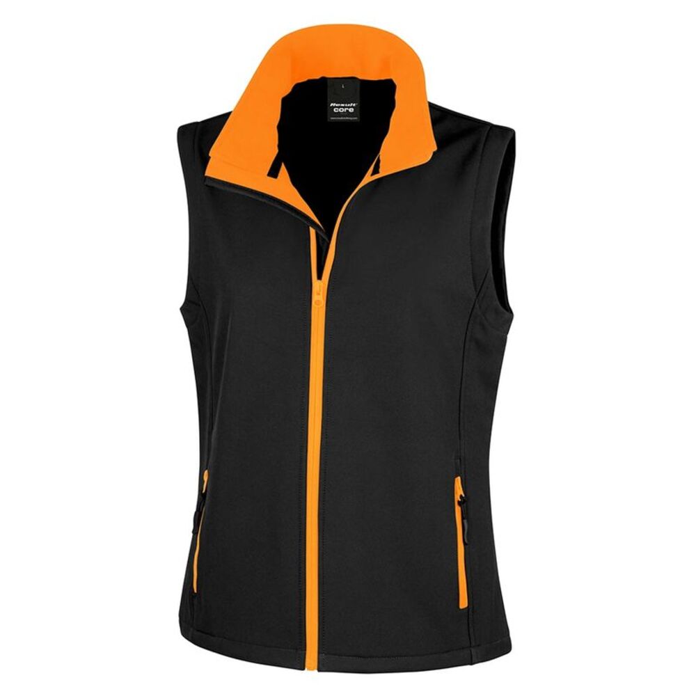 Result Womens/Ladies Softshell Body Warmer / Black/Orange